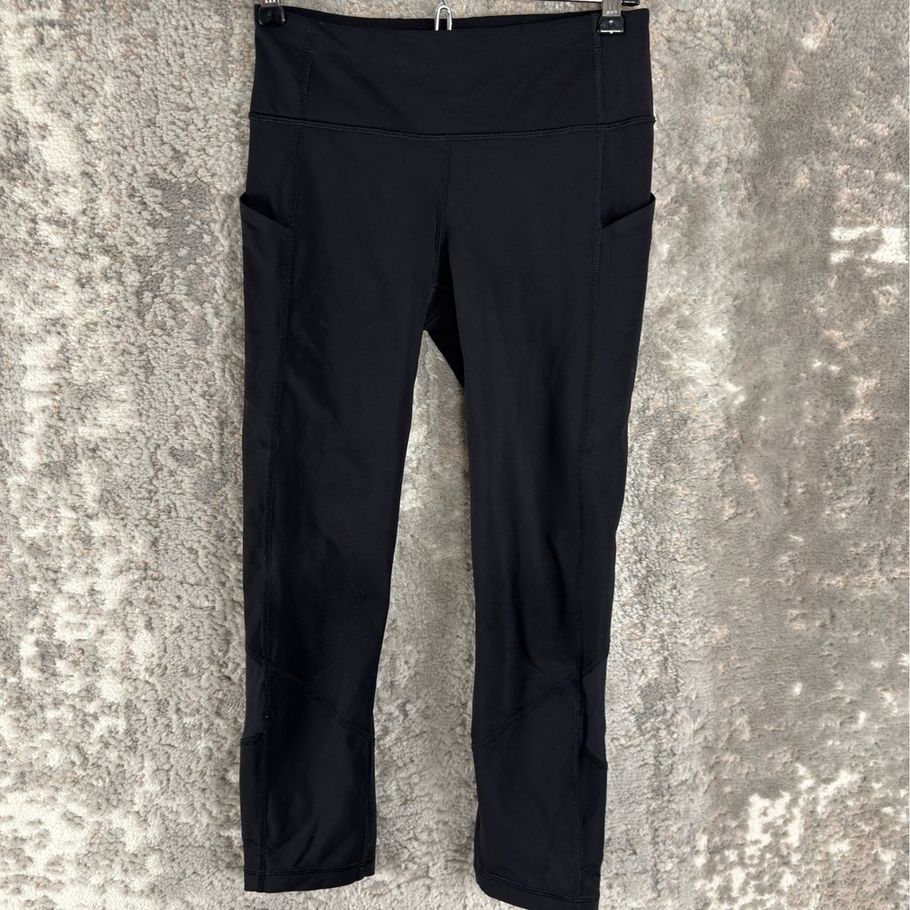 Lululemon Size 4 Crop Leggings Pockets High Rise Yoga Pants Black Ankle Women